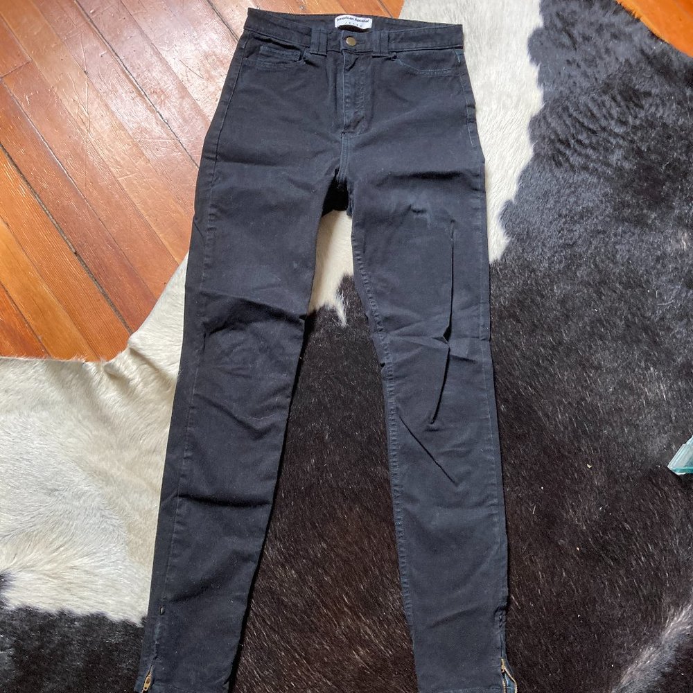 American Apparel - Four Way Zipper Pants - Black - Size 26/27